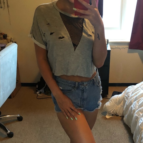 Distressed Crop Top - Picture 1 of 4